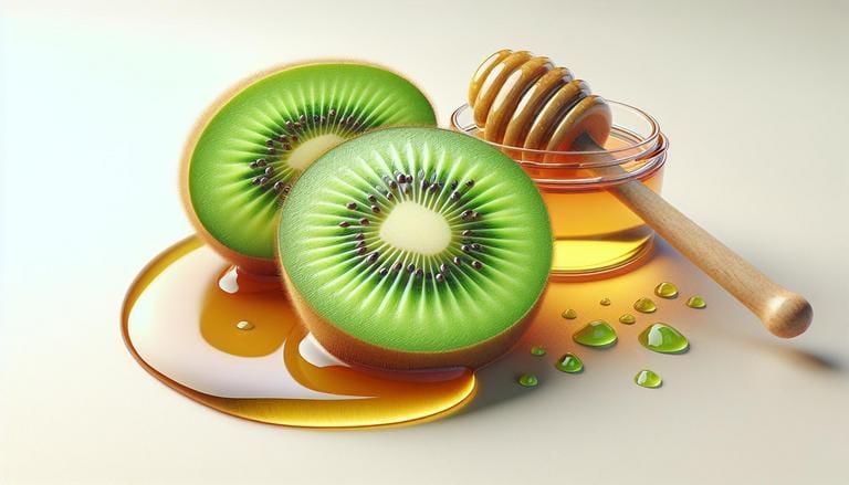 Kiwi com mel - Fruta rica em vitamina C, combinada com mel para aumentar a imunidade. - Clube do Mel Loja online