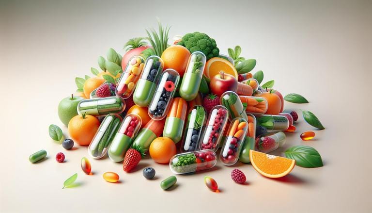 Vitaminas naturais encapsuladas - Vitaminas derivadas de fontes naturais, como frutas e vegetais, oferecidas em cápsulas para facilitar o consumo. - Clube do Mel Loja online